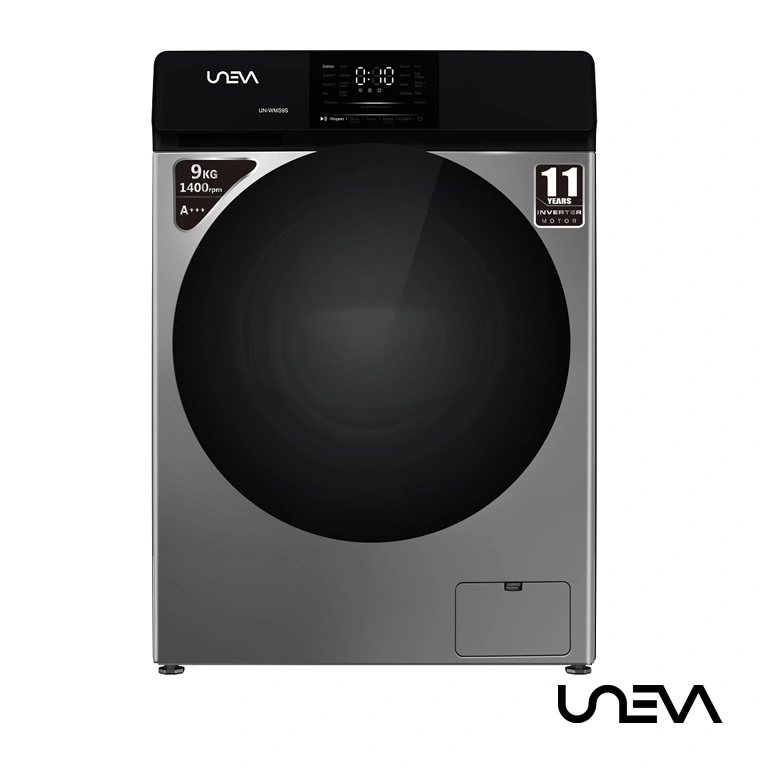 خرید ماشین لباسشویی 9 کیلوگرم یونیوا مدل UN-WMS9 رنگ دودی
